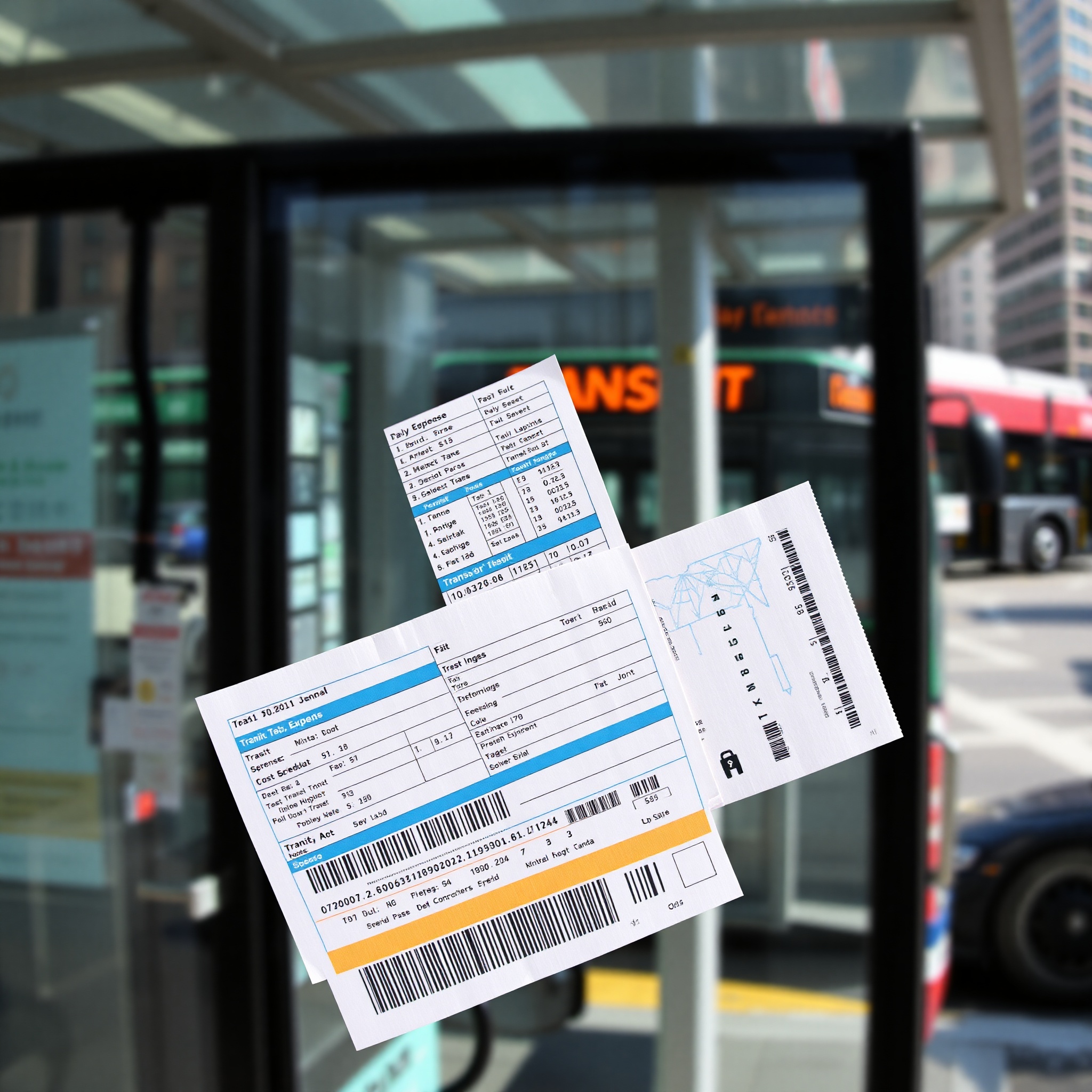 Transit card and public transportation schedule displayed together